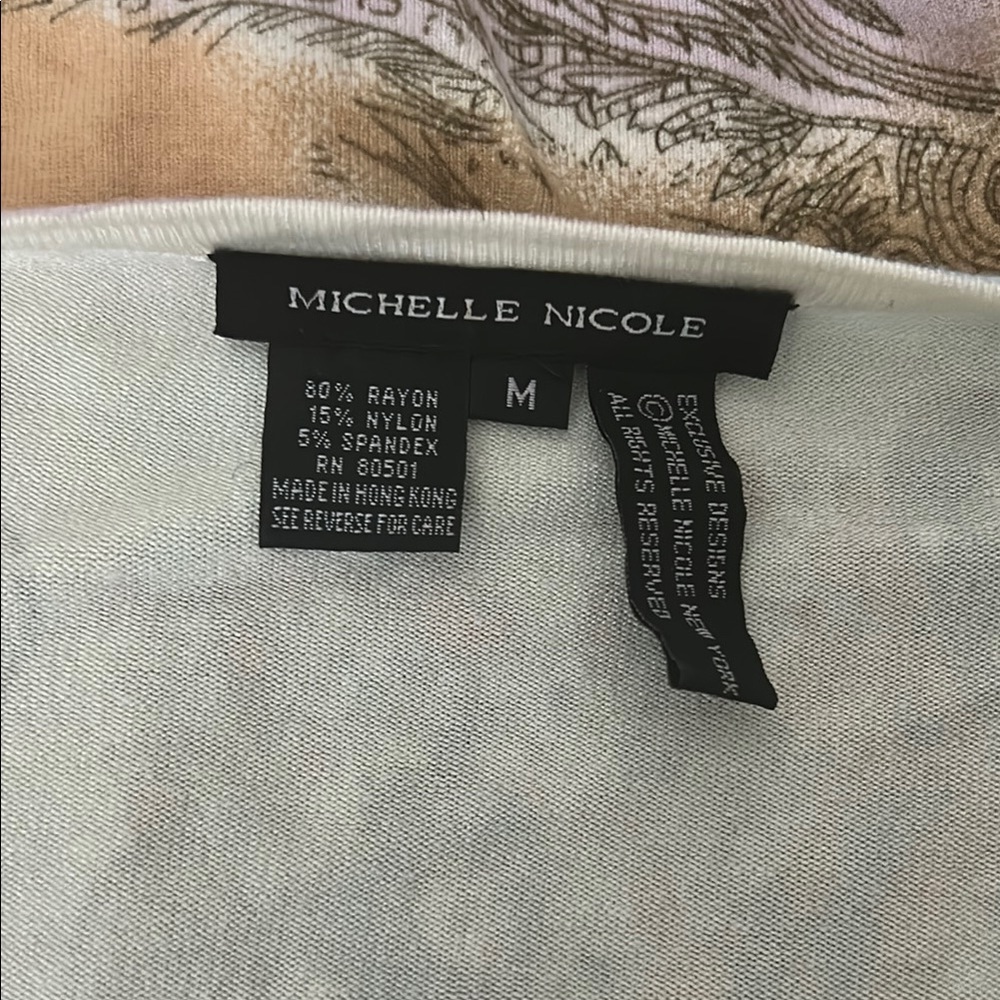 Michelle Nicole Beautiful Floral Sequins 3/4 Sleeve Shirt Blouse Top **Size M** - Picture 5 of 5